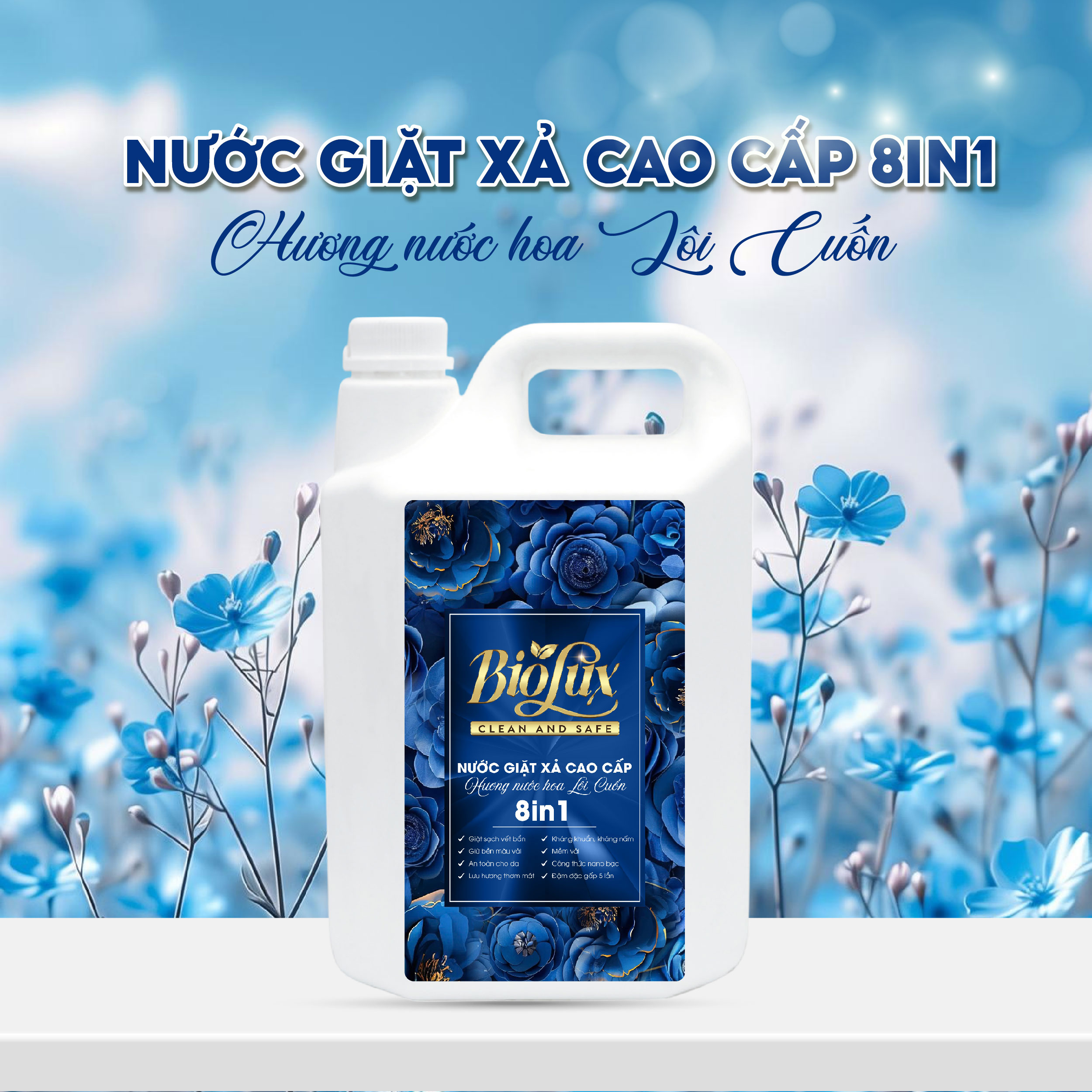 Nước Giặt Xả Cao Cấp Biolux Hương Nước Hoa Lôi Cuốn 5kg